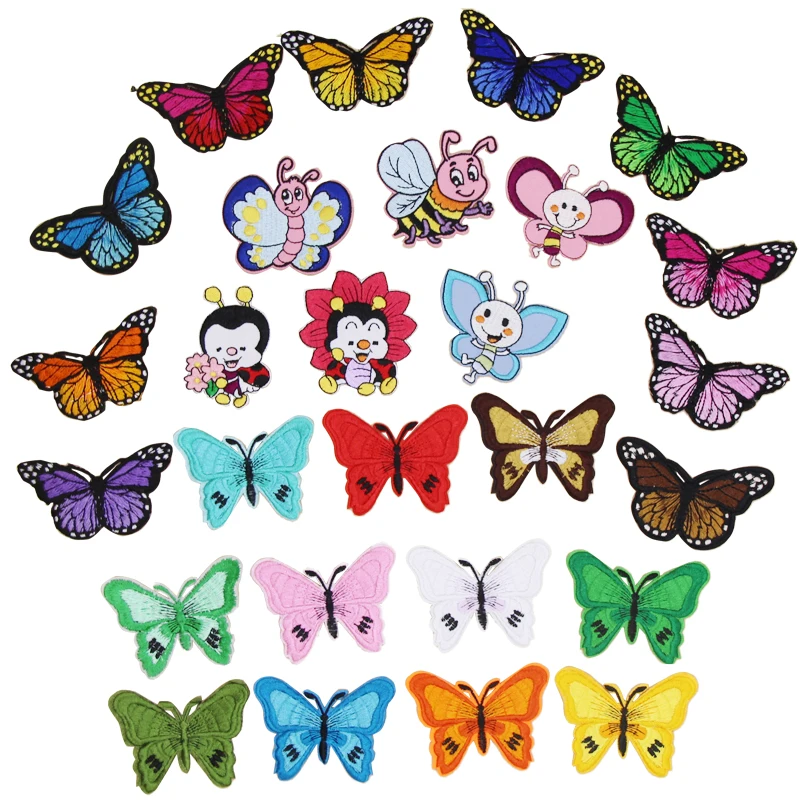 Безплатна доставка желязна апликация 10 бр Пеперуди бродерия апликация петна пеперуда мультяшная апликация облекло DIY аксесоари